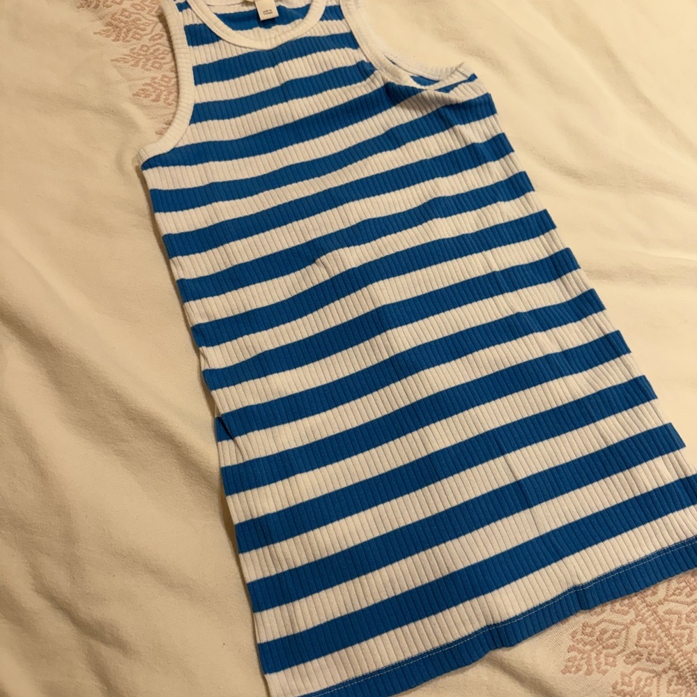 Blue and White Striped Crewcuts Dress